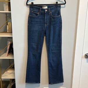 Madewell Dark Blue Mid-Rise Kick Out Flare Jeans